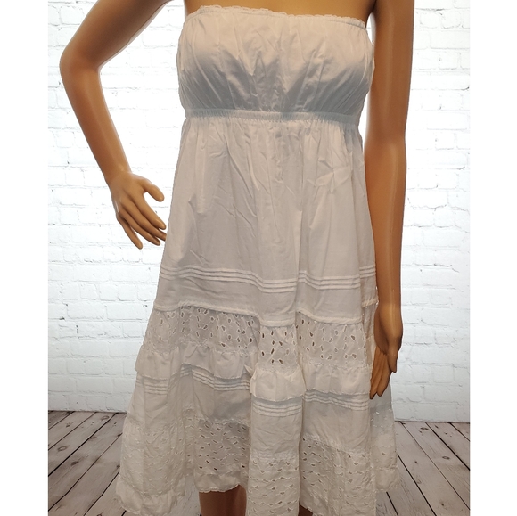 J. Crew White Strapless Layered Eyelet Dress - Picture 2 of 6